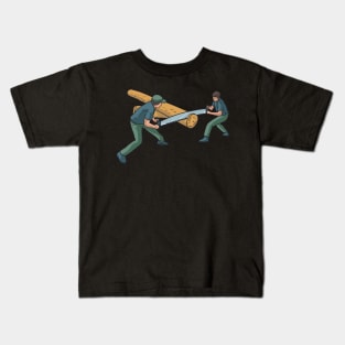 Lumberjacks Sawing Log Lumberjack Kids T-Shirt